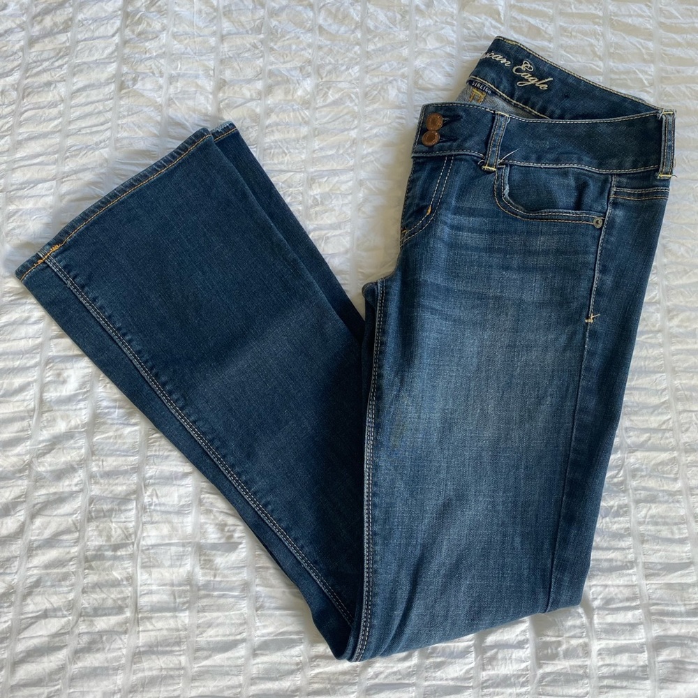 American Eagle Women’s Low Waist Dark Wash Jeans, Size 4.